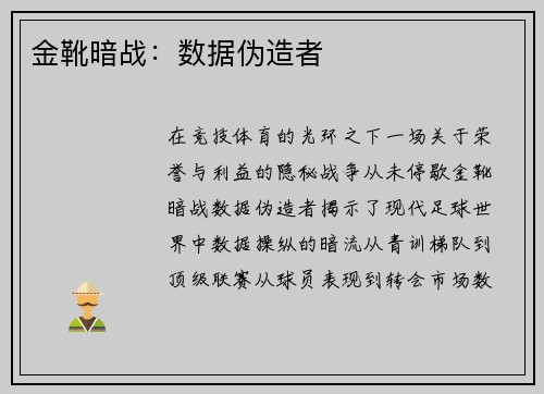 金靴暗战：数据伪造者